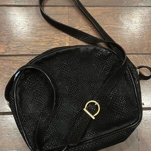 Salvatore Ferragamo Speckled Suede Black Crossbody Camera Bag